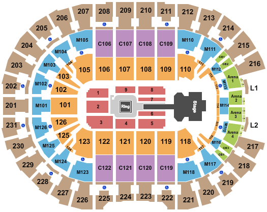 Rocket Arena WWE Seating Chart